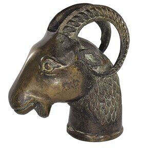 Vintage Horned Serpent Ram Goat Head Finnial Candle Snuffer Brass Pima Story